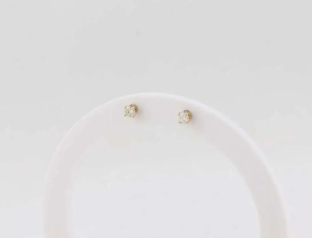 14k Yellow Gold Natural .30 Total Carat Diamond Earrings Studs 1/8